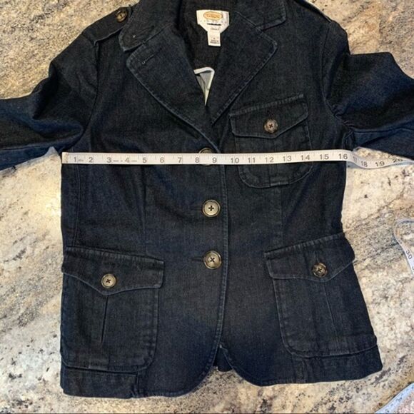 Talbots Petites denim blazer dark wash stretch military utility size 6 - Picture 10 of 10